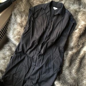 Cuyana Button Down Cotton Tunic Side Slits Black